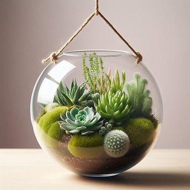 Wertykalne ogrody w szklanych kulach